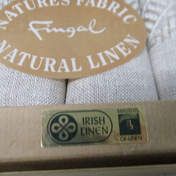 Irish Linen Napkins Natural & Embroidered Set of 6 (16 X 16) - Picture 4 of 5